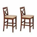East West Furniture X-Back stool with upholstered seat in Dark Brown finish- Dark Brown, 2PK PBS-BRN-C